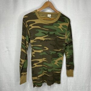 RETRO CAMO Print Thermal Large Vintage Long Sleeve Shirt